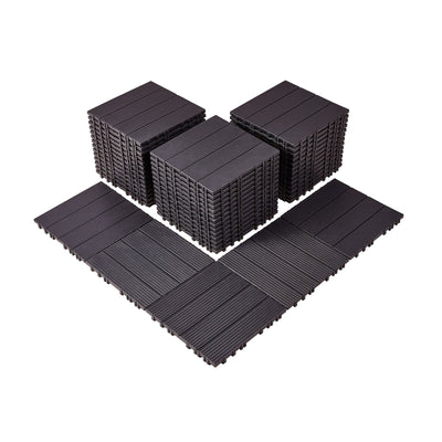 VEVOR Interlocking Deck Tiles, 54 Pack, 12"x12" 54 sq. ft Plastic Waterproof Outdoor Flooring All Weather Use, Patio Floor Decking Covering Tiles for Porch Poolside Balcony Backyard, Dark Brown