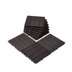 VEVOR Interlocking Deck Tiles, 10 Pack, 12"x12" 10 sq. ft Plastic Waterproof Outdoor Flooring All Weather Use, Patio Floor Decking Covering Tiles for Porch Poolside Balcony Backyard, Dark Brown