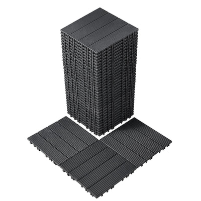 VEVOR Interlocking Deck Tiles, 36 Pack, 11.6"x11.6" 36 sq. ft Plastic Waterproof Outdoor Flooring All Weather Use, Patio Floor Decking Covering Tiles for Porch Poolside Balcony Backyard, Dark Grey