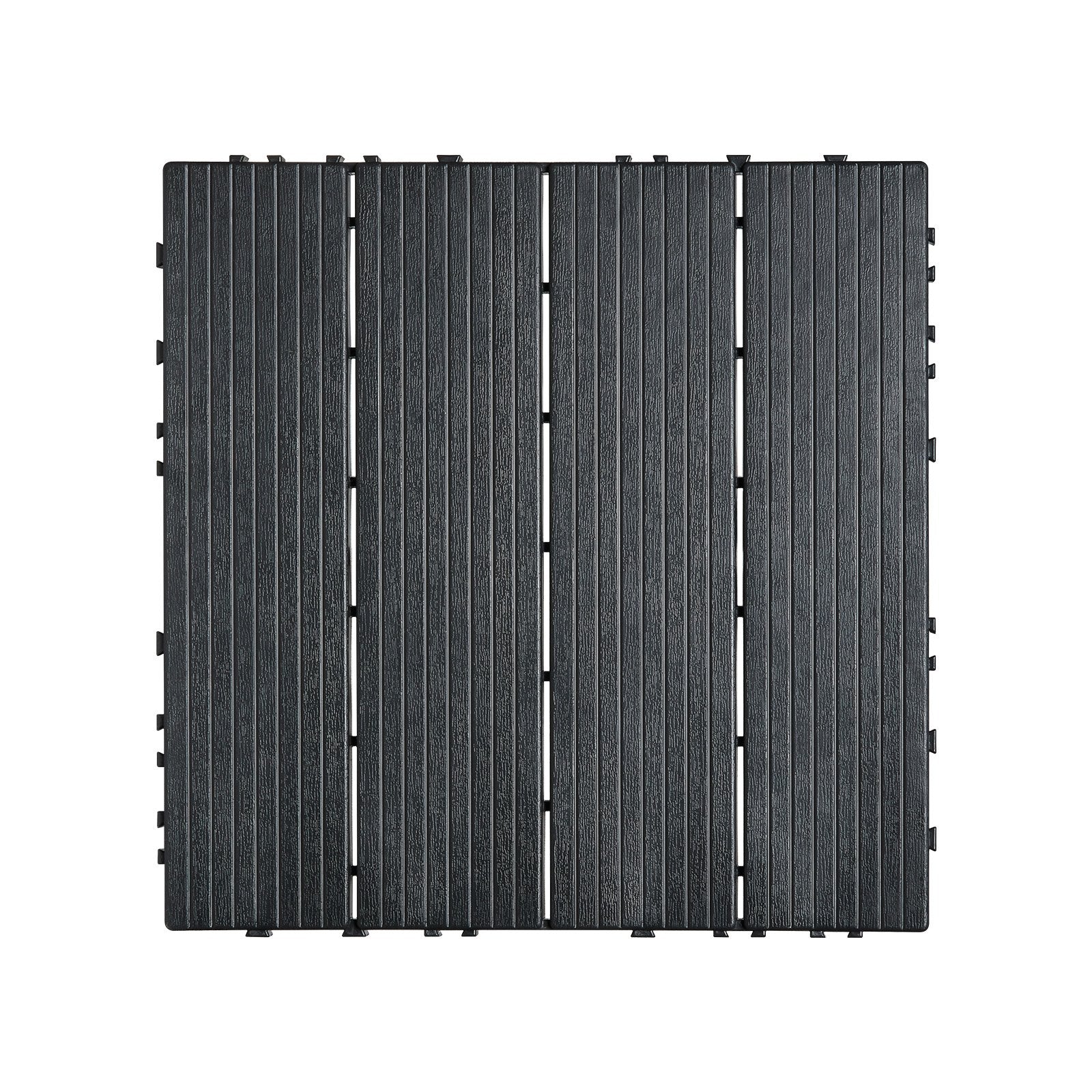 VEVOR Interlocking Deck Tiles, 10 Pack, 12"x12" 10 sq. ft Plastic Waterproof Outdoor Flooring All Weather Use, Patio Floor Decking Covering Tiles for Porch Poolside Balcony Backyard, Dark Grey