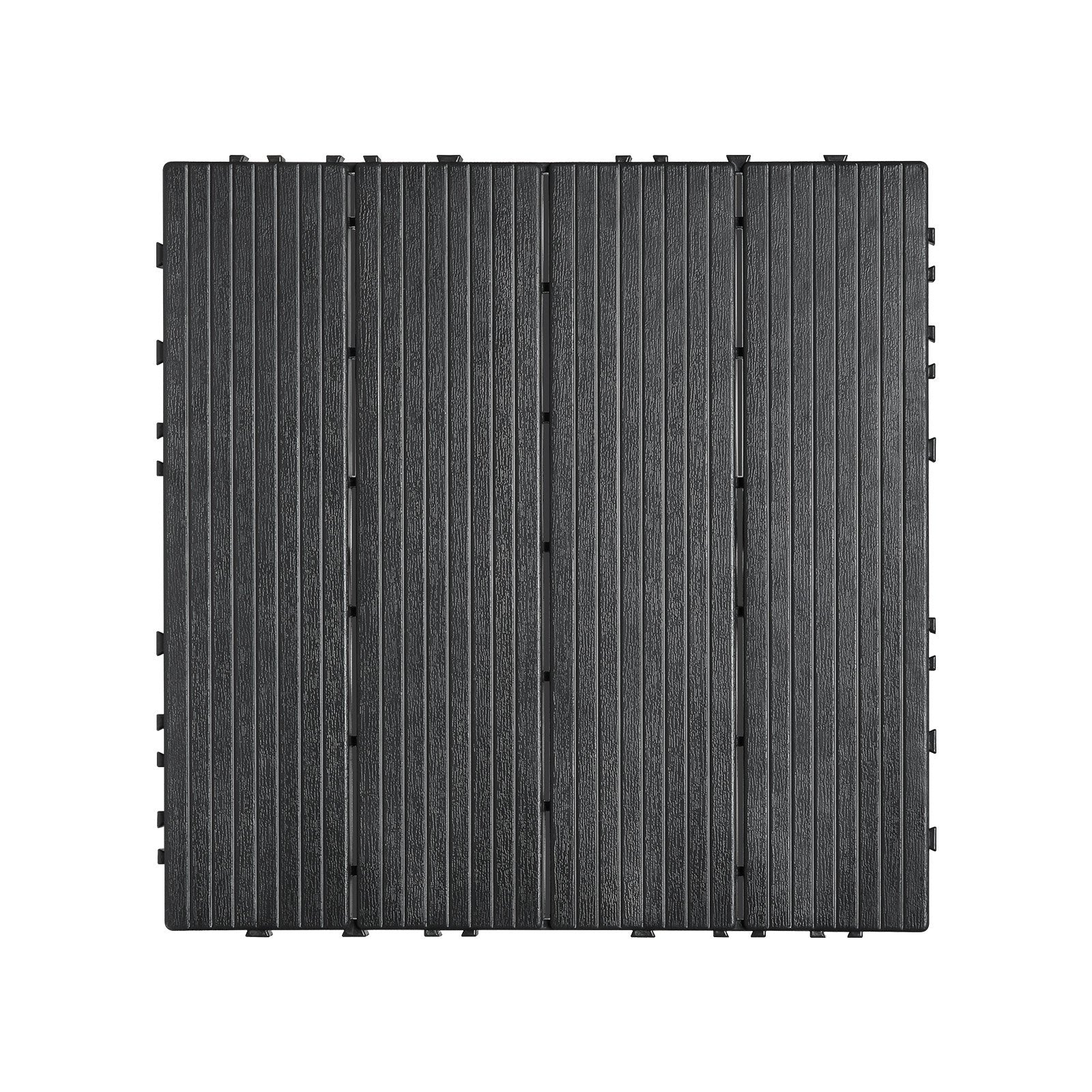 VEVOR Interlocking Deck Tiles, 36 Pack, 11.6"x11.6" 36 sq. ft Plastic Waterproof Outdoor Flooring All Weather Use, Patio Floor Decking Covering Tiles for Porch Poolside Balcony Backyard, Dark Grey