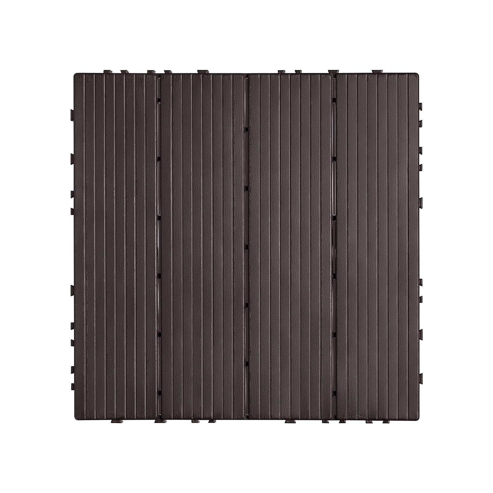 VEVOR Interlocking Deck Tiles, 54 Pack, 12"x12" 54 sq. ft Plastic Waterproof Outdoor Flooring All Weather Use, Patio Floor Decking Covering Tiles for Porch Poolside Balcony Backyard, Dark Brown