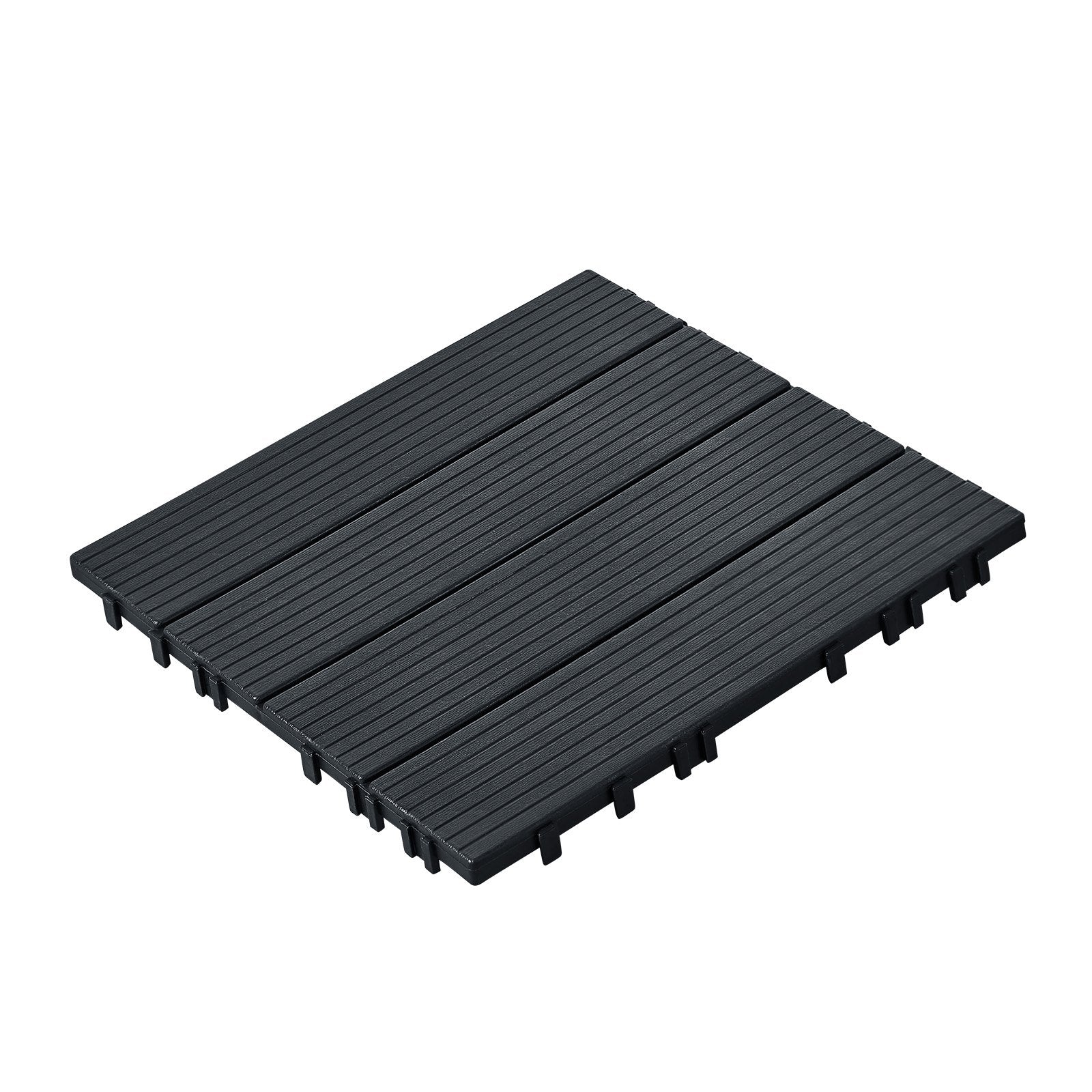 VEVOR Interlocking Deck Tiles, 10 Pack, 12"x12" 10 sq. ft Plastic Waterproof Outdoor Flooring All Weather Use, Patio Floor Decking Covering Tiles for Porch Poolside Balcony Backyard, Dark Grey