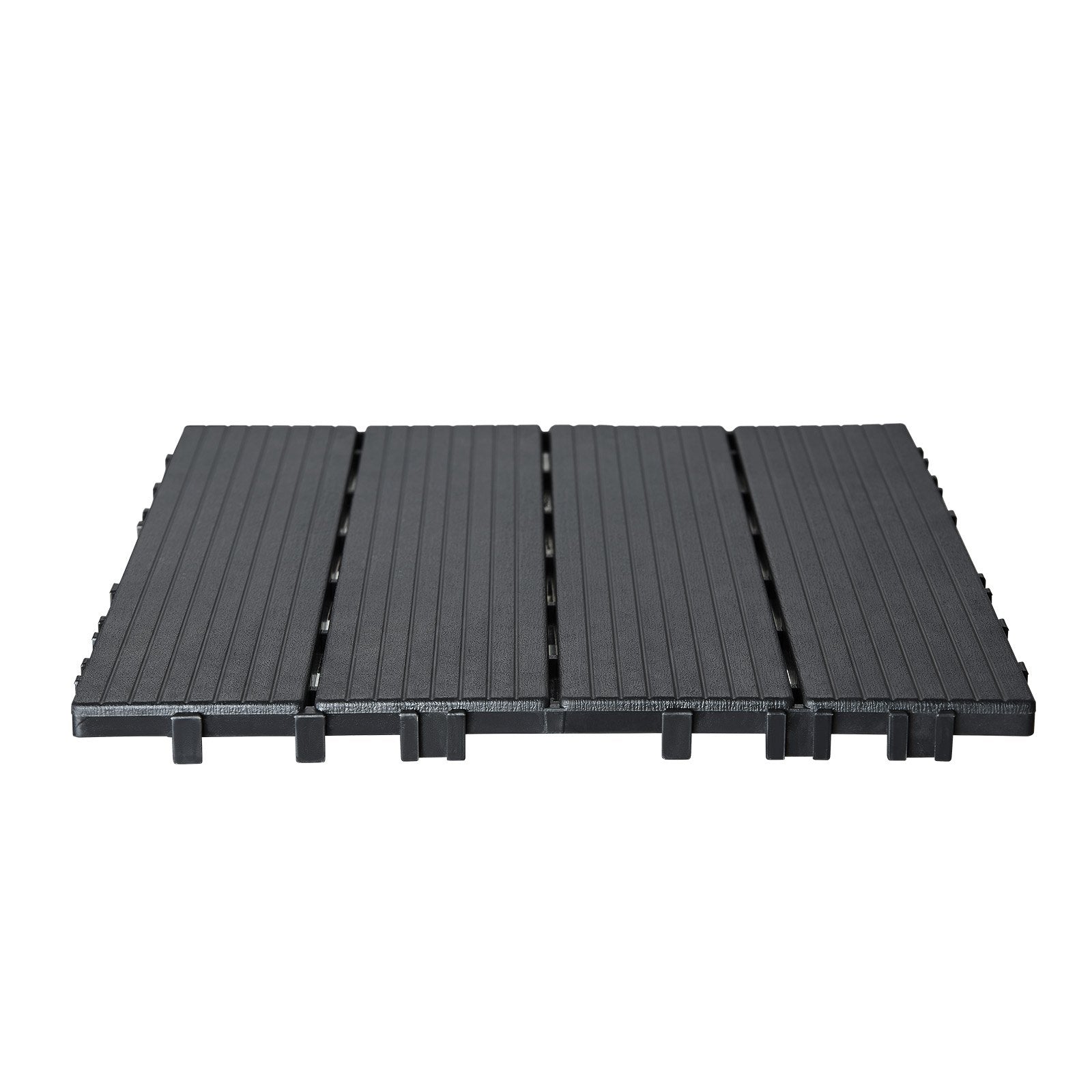VEVOR Interlocking Deck Tiles, 10 Pack, 12"x12" 10 sq. ft Plastic Waterproof Outdoor Flooring All Weather Use, Patio Floor Decking Covering Tiles for Porch Poolside Balcony Backyard, Dark Grey