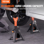VEVOR Jack Stands, 3 Ton (2,721.6 kg) Capacity Car Jack Stands Double Locking, 27.4 - 41.4 cm Adjustable Height, for lifting SUV, Pickup Truck, Car and UTV/ATV, Red, 1 Pair