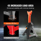 VEVOR Jack Stands, 3 Ton (2,721.6 kg) Capacity Car Jack Stands Double Locking, 27.4 - 41.4 cm Adjustable Height, for lifting SUV, Pickup Truck, Car and UTV/ATV, Red, 1 Pair