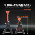 VEVOR Jack Stands, 6 Ton (5,897.5 kg) Capacity Car Jack Stands Double Locking, 36.1 - 58.4 cm Adjustable Height, for lifting SUV, Pickup Truck, Car and UTV/ATV, Red, 1 Pair