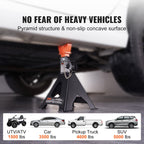 VEVOR Jack Stands, 3 Ton (2,721.6 kg) Capacity Car Jack Stands Double Locking, 27.4 - 41.4 cm Adjustable Height, for lifting SUV, Pickup Truck, Car and UTV/ATV, Red, 1 Pair
