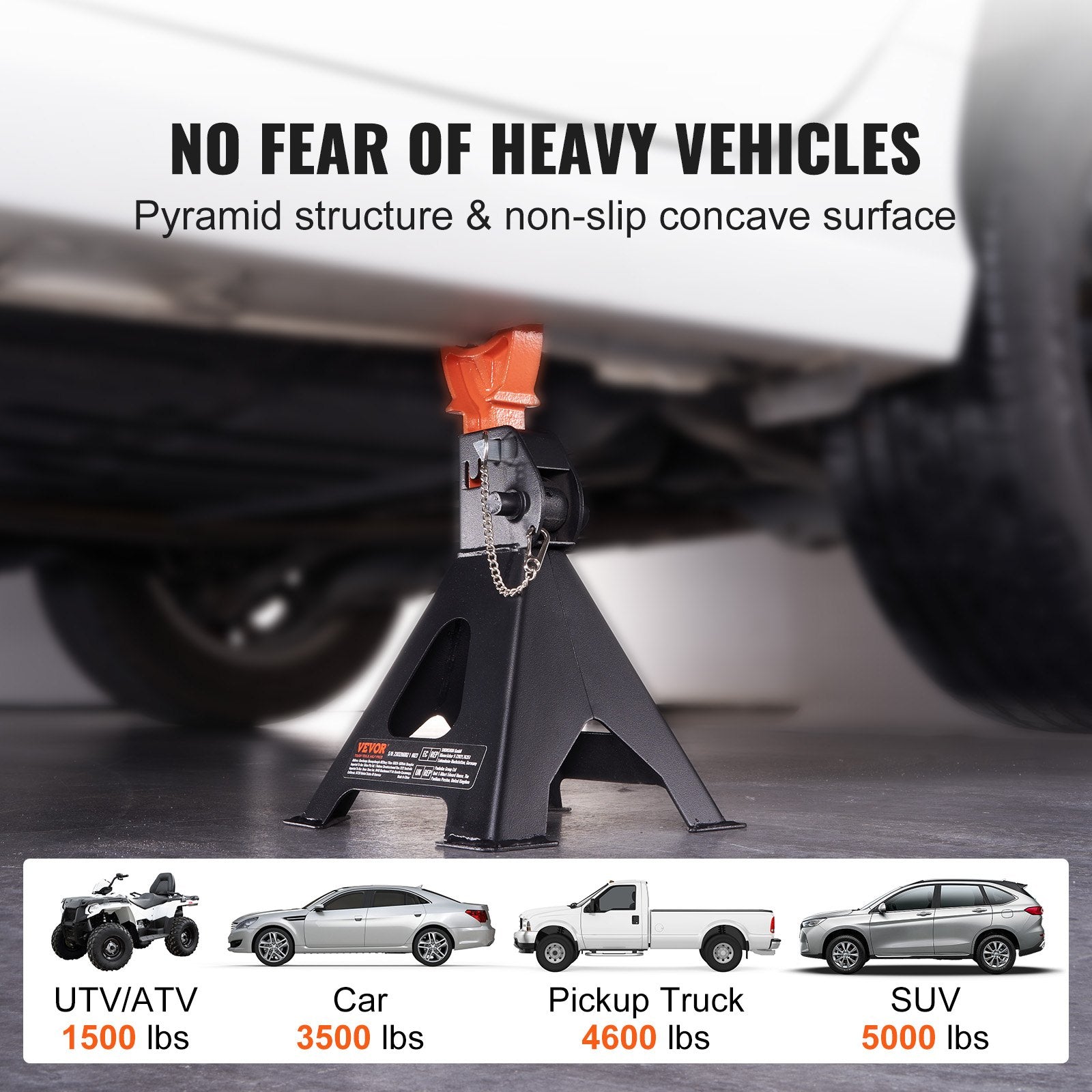 VEVOR Jack Stands, 3 Ton (2,721.6 kg) Capacity Car Jack Stands Double Locking, 27.4 - 41.4 cm Adjustable Height, for lifting SUV, Pickup Truck, Car and UTV/ATV, Red, 1 Pair