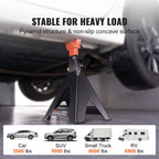 VEVOR Jack Stands, 6 Ton (5,897.5 kg) Capacity Car Jack Stands Double Locking, 36.1 - 58.4 cm Adjustable Height, for lifting SUV, Pickup Truck, Car and UTV/ATV, Red, 1 Pair