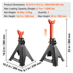 VEVOR Jack Stands, 6 Ton (5,897.5 kg) Capacity Car Jack Stands Double Locking, 36.1 - 58.4 cm Adjustable Height, for lifting SUV, Pickup Truck, Car and UTV/ATV, Red, 1 Pair