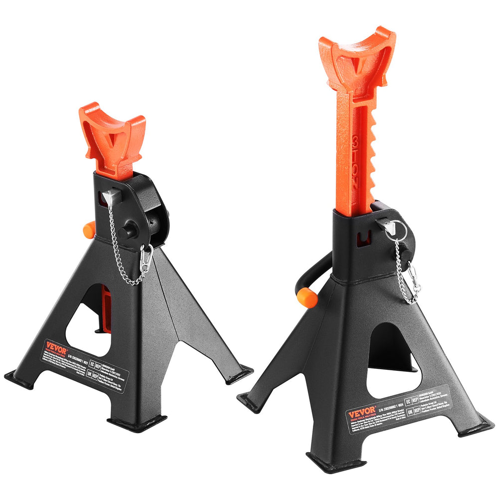 VEVOR Jack Stands, 3 Ton (2,721.6 kg) Capacity Car Jack Stands Double Locking, 27.4 - 41.4 cm Adjustable Height, for lifting SUV, Pickup Truck, Car and UTV/ATV, Red, 1 Pair