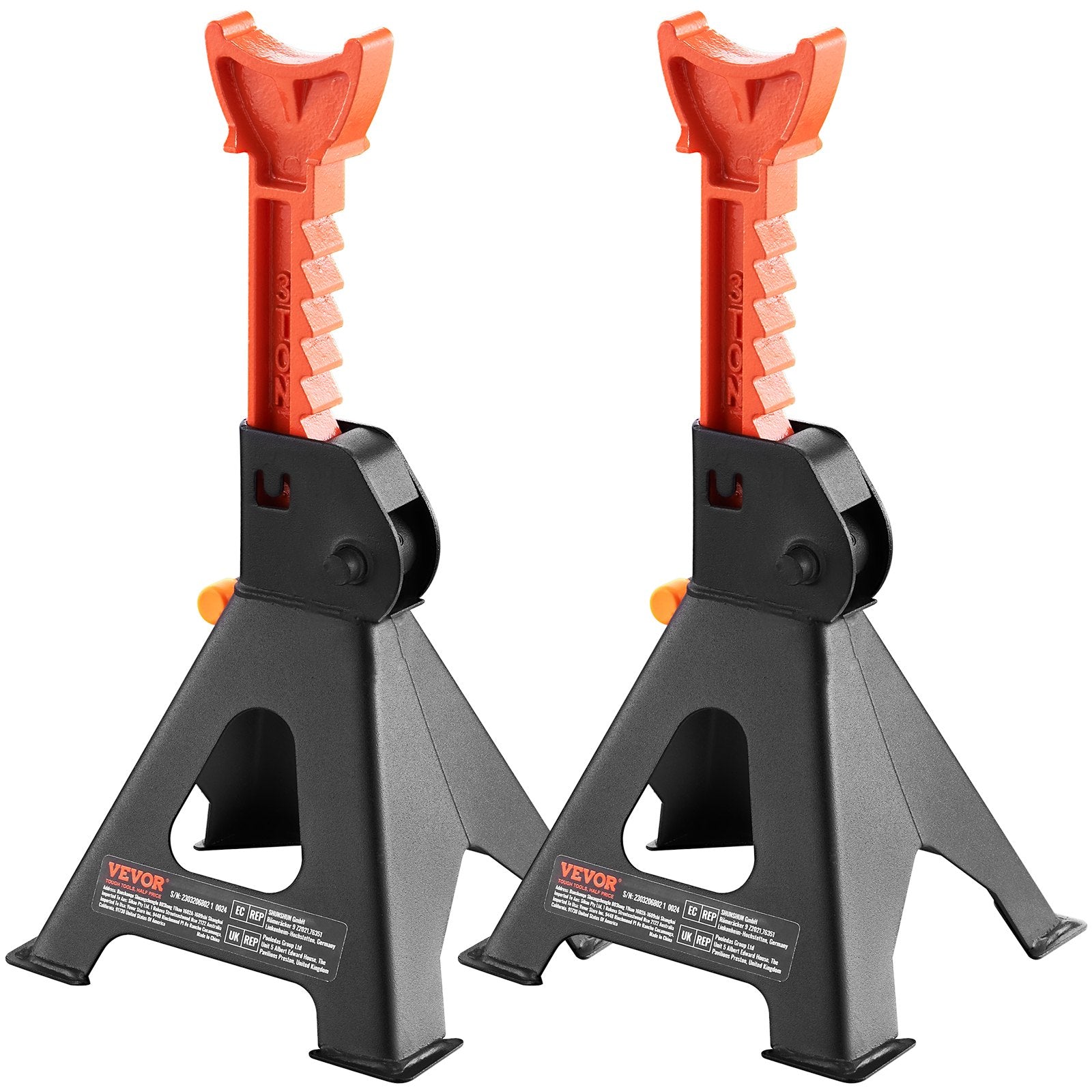VEVOR Jack Stands, 3 Ton (6,000 lbs) Capacity Car Jack Stands, 10.8-16.3 inch Adjustable Height, for lifting SUV, Pickup Truck, Car and UTV/ATV, Red, 1 Pair