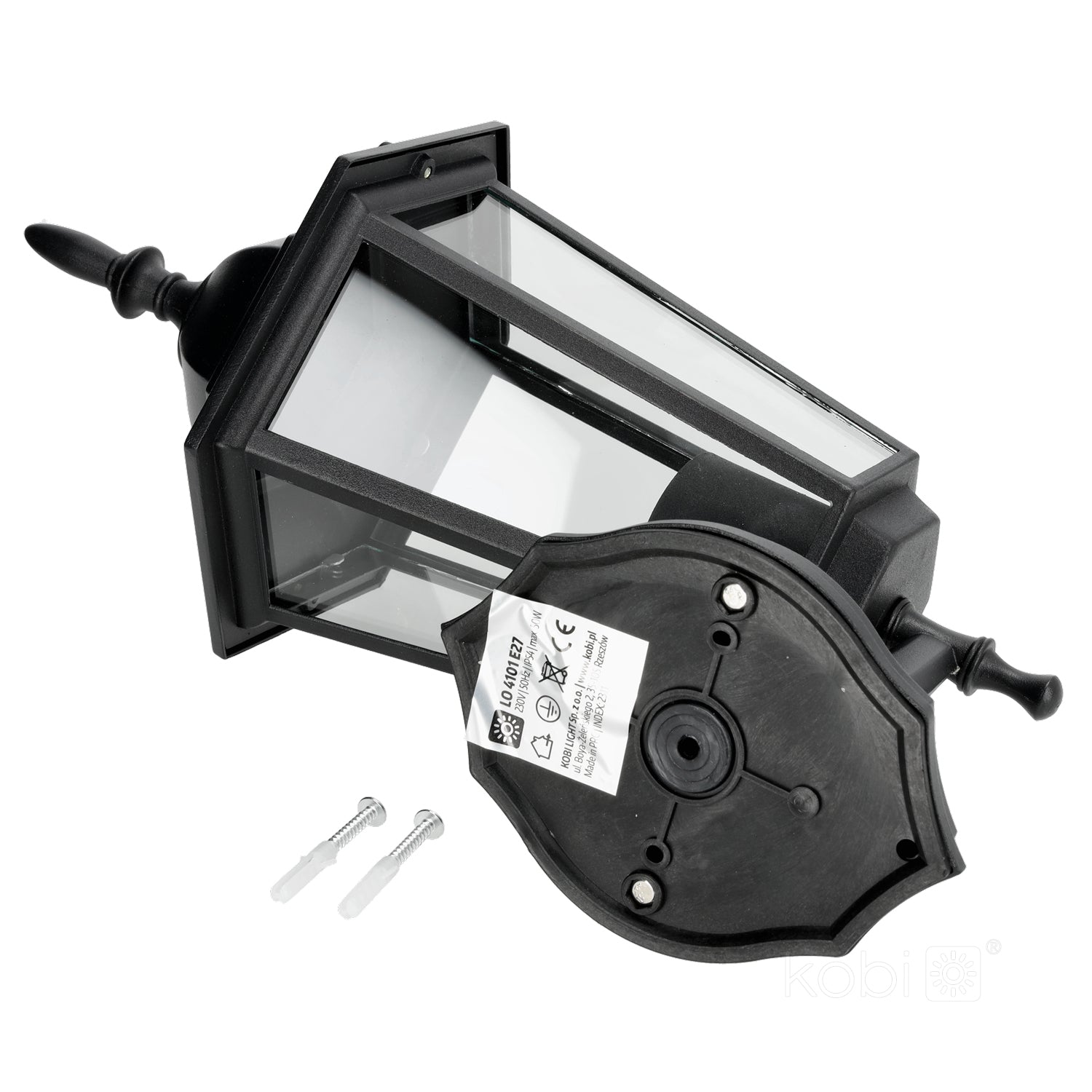 Garden wall lamp LO4101 1xE27 IP54 black Kobi