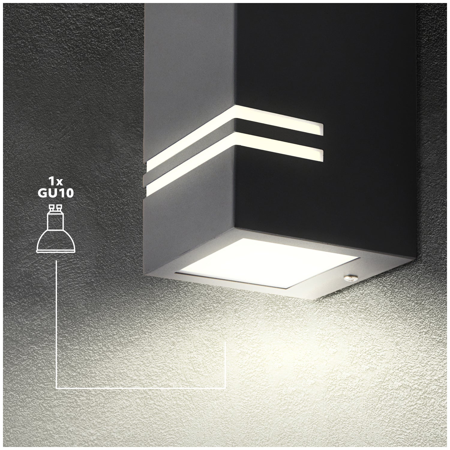 Garden wall lamp QUAZAR 11 1xGU10 IP44 black Kobi