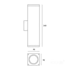 Garden wall lamp QUERK 4 2xGU10 IP54 black LED2B