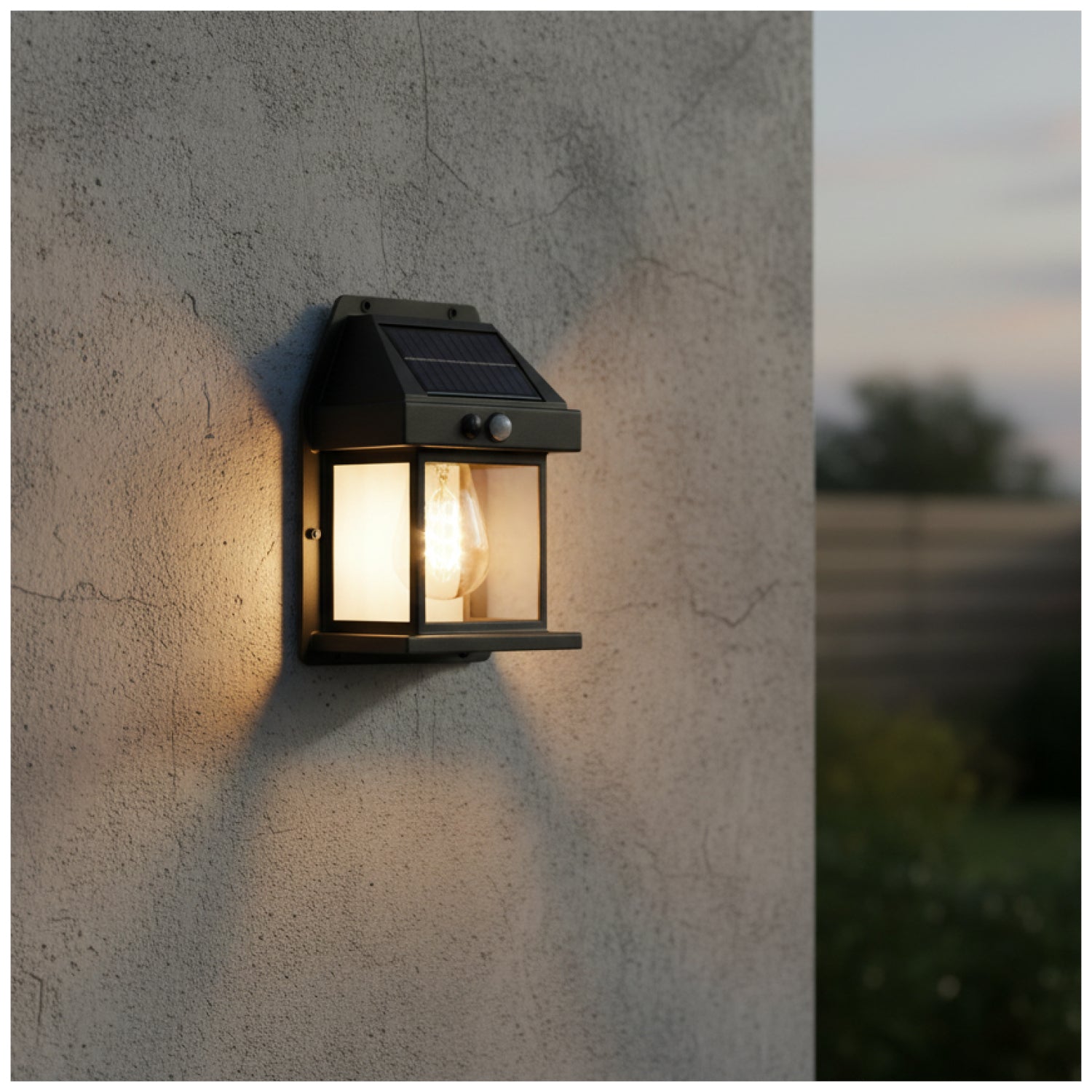 Solar garden wall lamp LED OMVIA 3000K black LED2B
