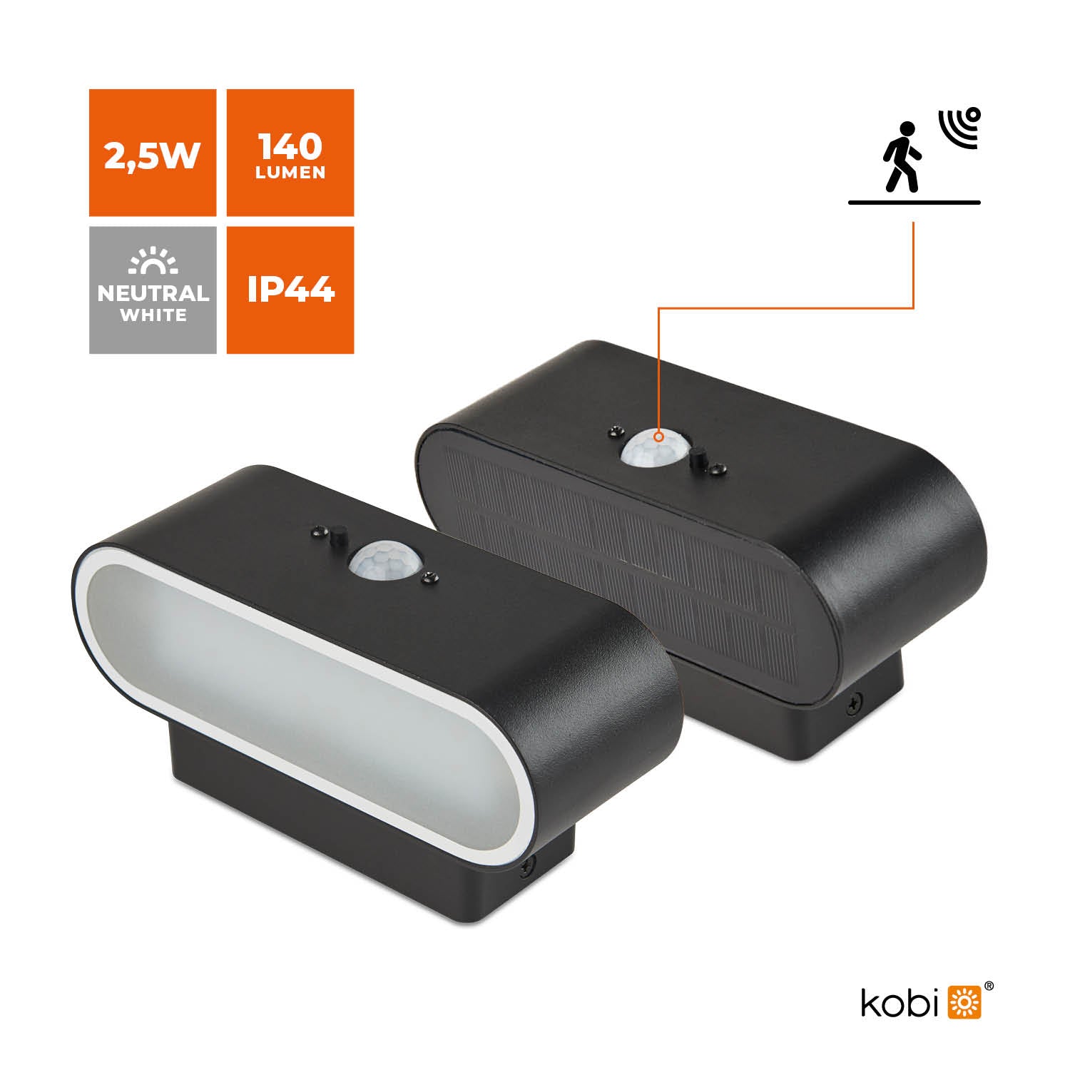 Kinkiet ogrodowy SOLARIS 2,5W 4000K IP44 Kobi