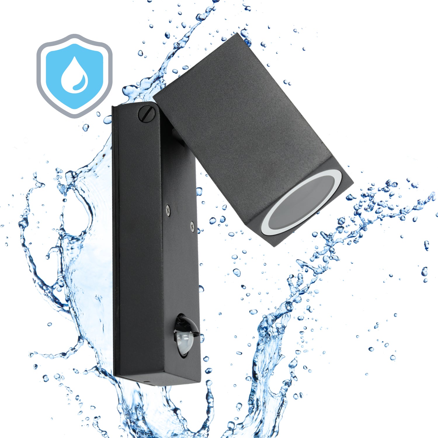 Garden wall lamp with motion sensor QUAZAR 15 1xGU10 LX IP44 black Kobi