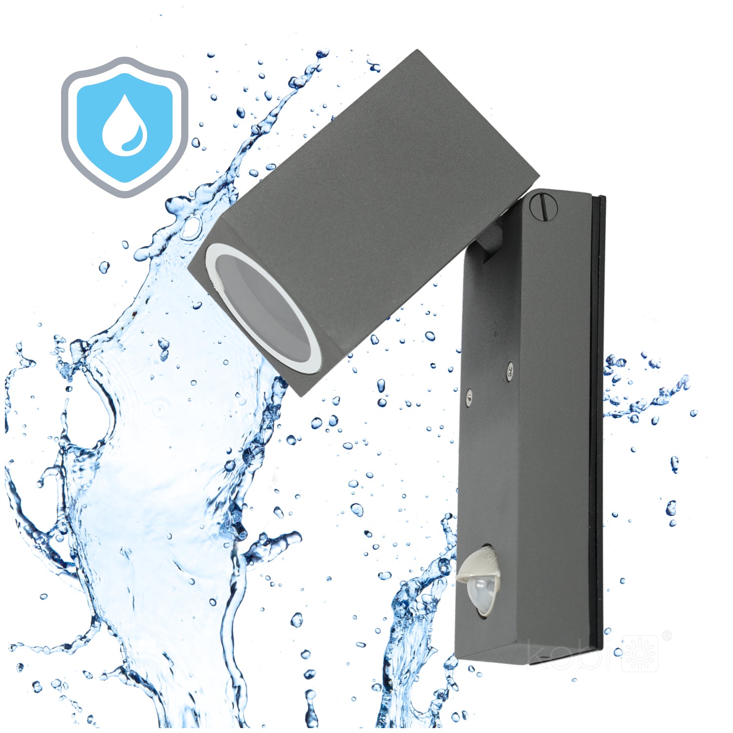 Garden wall lamp with motion sensor QUAZAR 15 1xGU10 LX IP44 grey Kobi
