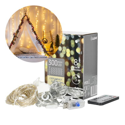 CURTAIN 300 MICRO LED WITH 8-FUNCTION REMOTE CONTROL