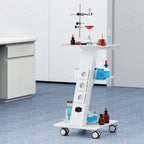 VEVOR Lab Trolley, Rolling Lab Cart with Built-in Socket, 3-Layer Metal Mobile Trolley, Tray Rolling Clinic Cart with Swivel Wheels, 220 lbs Weight Capacity, for Lab, Clinic, Beauty and Salon