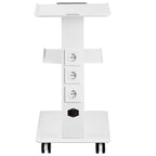 VEVOR Lab Trolley, Rolling Lab Cart with Built-in Socket, 3-Layer Metal Mobile Trolley, Tray Rolling Clinic Cart with Swivel Wheels, 220 lbs Weight Capacity, for Lab, Clinic, Beauty and Salon