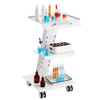 VEVOR Lab Trolley, Rolling Lab Cart with Built-in Socket, 3-Layer Metal Mobile Trolley, Tray Rolling Clinic Cart with Swivel Wheels, 220 lbs Weight Capacity, for Lab, Clinic, Beauty and Salon