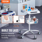 VEVOR Medical Cart, Salon Cart with Wheels, Mobile Trolley Cart 680-1090 mm Height Adjustable, Metal Salon Stations for Hair Stylist, Rolling Desktop Lab Cart for Clinic, Beauty and Salon