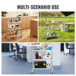 VEVOR Lab Rolling Cart, 3-Shelf Stainless Steel Rolling Cart, Lab Serving Cart with Swivel Casters, Dental Utility Cart for Clinic, Lab, Hospital, Salon, 70 x 395 x 867 mm