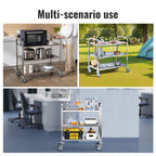 VEVOR Stainless Steel Cart, 3 Layers Lab Utility Cart 181.4kg Weight Capacity, Medical Cart with Lockable Universal Wheels, for Lab, Clinic, Kitchen, Salon