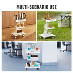 VEVOR Lab Trolley, 3-Layer Rolling Lab Cart, Metal Mobile Trolley with Swivel Wheels, Tray Rolling Clinic Cart 100 kg Weight Capacity, for Lab, Clinic, Beauty and Salon
