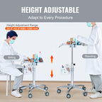 VEVOR Medical Cart, Salon Cart with Wheels, Mobile Trolley Cart 680-1090 mm Height Adjustable, Metal Salon Stations for Hair Stylist, Rolling Desktop Lab Cart for Clinic, Beauty and Salon
