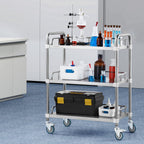 VEVOR Lab Rolling Cart, 3-Shelf Stainless Steel Rolling Cart, Lab Serving Cart with Swivel Casters, Dental Utility Cart for Clinic, Lab, Hospital, Salon, 70 x 395 x 867 mm