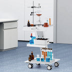 VEVOR Lab Trolley, 3-Layer Rolling Lab Cart, Metal Mobile Trolley with Swivel Wheels, Tray Rolling Clinic Cart 100 kg Weight Capacity, for Lab, Clinic, Beauty and Salon