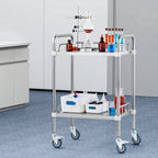 VEVOR Lab Rolling Cart, 2-Shelf Stainless Steel Rolling Cart, Lab Serving Cart with Swivel Casters, Dental Utility Cart for Clinic, Lab, Hospital, Salon, 385 x 548 x 865 mm