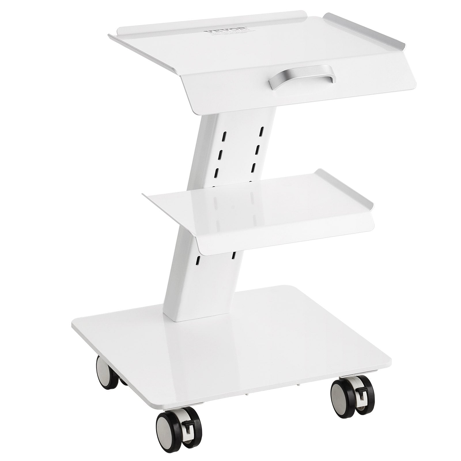 VEVOR Lab Trolley, 3-Layer Rolling Lab Cart, Metal Mobile Trolley with Swivel Wheels, Tray Rolling Clinic Cart 100 kg Weight Capacity, for Lab, Clinic, Beauty and Salon