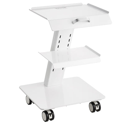 VEVOR Lab Trolley, 3-Layer Rolling Lab Cart, Metal Mobile Trolley with Swivel Wheels, Tray Rolling Clinic Cart 100 kg Weight Capacity, for Lab, Clinic, Beauty and Salon