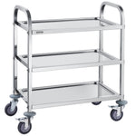 VEVOR Stainless Steel Cart, 3 Layers Lab Utility Cart 181.4kg Weight Capacity, Medical Cart with Lockable Universal Wheels, for Lab, Clinic, Kitchen, Salon