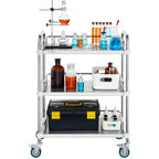 VEVOR Lab Rolling Cart, 3-Shelf Stainless Steel Rolling Cart, Lab Serving Cart with Swivel Casters, Dental Utility Cart for Clinic, Lab, Hospital, Salon, 70 x 395 x 867 mm
