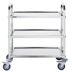 VEVOR Stainless Steel Cart, 3 Layers Lab Utility Cart 181.4kg Weight Capacity, Medical Cart with Lockable Universal Wheels, for Lab, Clinic, Kitchen, Salon