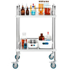 VEVOR Lab Rolling Cart, 2-Shelf Stainless Steel Rolling Cart, Lab Serving Cart with Swivel Casters, Dental Utility Cart for Clinic, Lab, Hospital, Salon, 385 x 548 x 865 mm