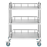 VEVOR Lab Rolling Cart, 3-Shelf Stainless Steel Rolling Cart, Lab Serving Cart with Swivel Casters, Dental Utility Cart for Clinic, Lab, Hospital, Salon, 70 x 395 x 867 mm