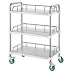 VEVOR Lab Rolling Cart, 3-Shelf Stainless Steel Rolling Cart, Lab Serving Cart with Swivel Casters, Dental Utility Cart for Clinic, Lab, Hospital, Salon, 70 x 395 x 867 mm