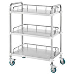 VEVOR Lab Rolling Cart, 3-Shelf Stainless Steel Rolling Cart, Lab Serving Cart with Swivel Casters, Dental Utility Cart for Clinic, Lab, Hospital, Salon, 70 x 395 x 867 mm