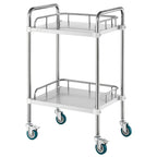 VEVOR Lab Rolling Cart, 2-Shelf Stainless Steel Rolling Cart, Lab Serving Cart with Swivel Casters, Dental Utility Cart for Clinic, Lab, Hospital, Salon, 385 x 548 x 865 mm
