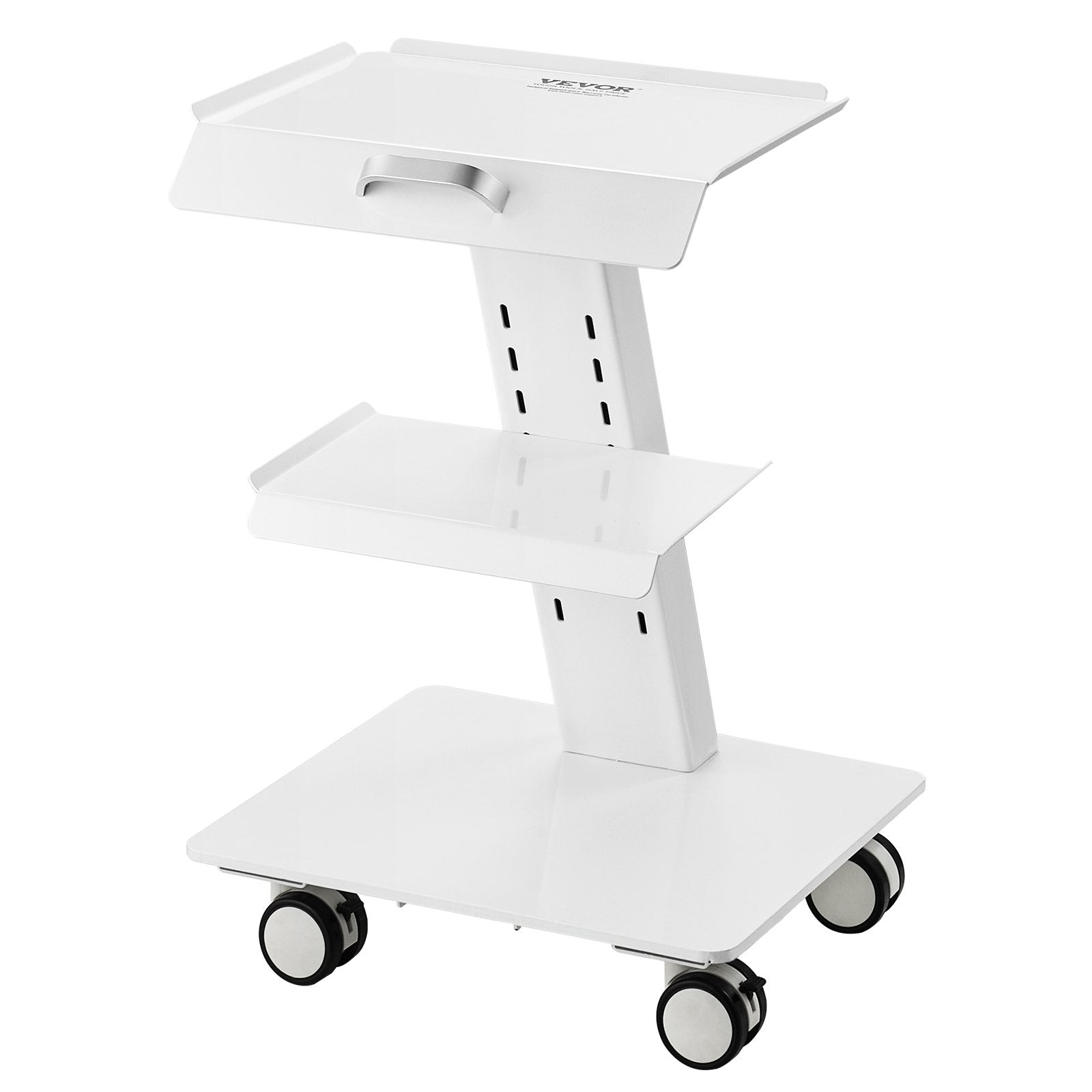 VEVOR Lab Trolley, 3-Layer Rolling Lab Cart, Metal Mobile Trolley with Swivel Wheels, Tray Rolling Clinic Cart 100 kg Weight Capacity, for Lab, Clinic, Beauty and Salon