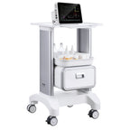 VEVOR 2 Tiers Lab Carts, Lab Utility Cart with 1 Drawer & 1 Top Tray, Mobile Medical Cart with ABS Material, Lab Rolling Cart with 4 Silent Wheels for Lab, Clinic, Hospital, Salon, White