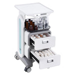 VEVOR 3 Tiers Lab Carts, Lab Utility Cart with 2 Drawers & 1 Top Tray, Mobile Medical Cart with ABS Material, Lab Rolling Cart with 4 Silent Wheels for Lab, Clinic, Hospital, Salon, White