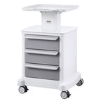 VEVOR 4 Tiers Lab Carts, Lab Utility Cart with 3 Drawers & 1 Top Tray, Mobile Medical Cart with ABS Material, Lab Rolling Cart with 4 Silent Wheels for Lab, Clinic, Hospital, Salon, White